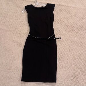 Cache Black Midi Dress with Belt